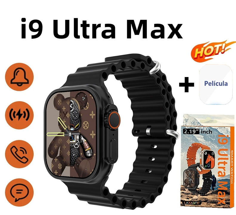 I9 Ultra Max relógio inteligente 2.19 tela HD função NFC monitoramento de saúde
