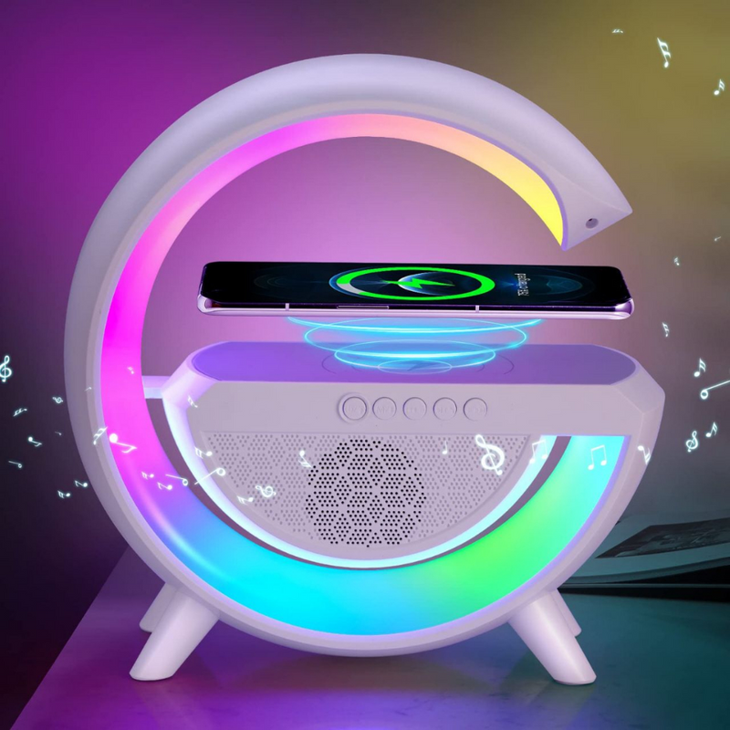 G-Speaker Smart: Caixa Bluetooth com Carregamento por Indução e Luminária Integrada para Celulares