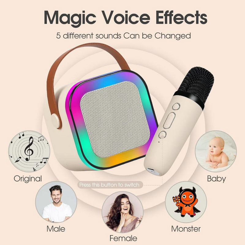 K12 Caixa de Som Bluetooth para Karaoke com Microfone Integrado