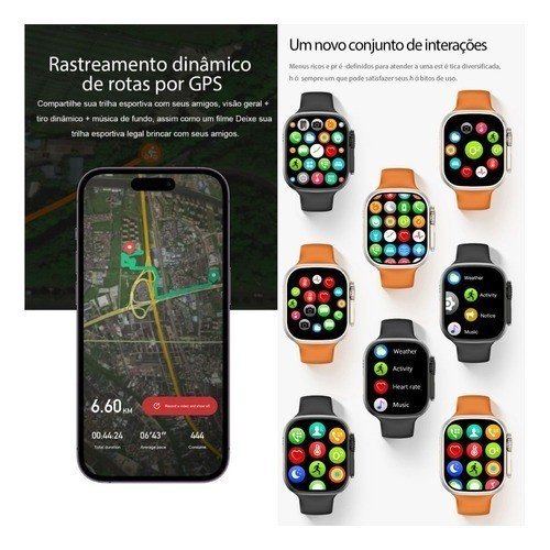 Smartwatch X9 Ultra Série 9 – GPS, NFC, Bússola, 49mm, Android e iOS