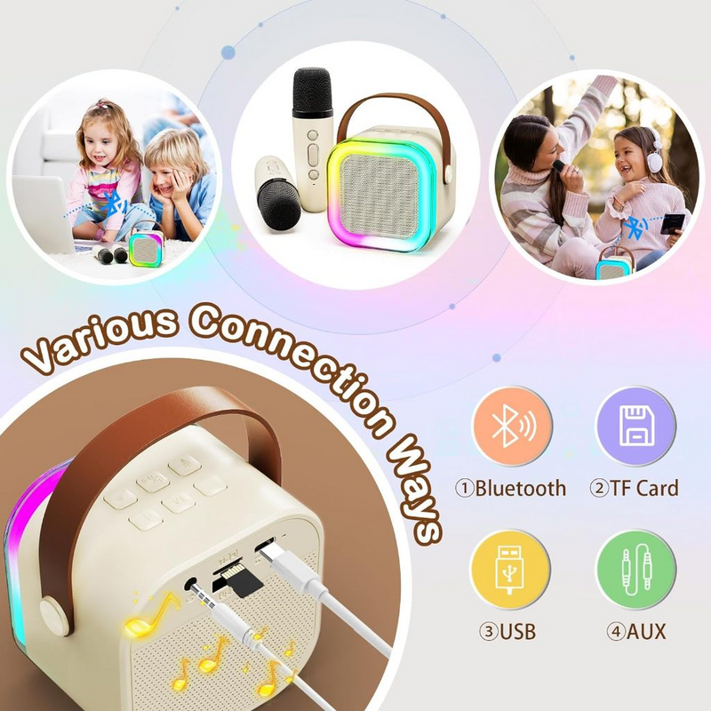 K12 Caixa de Som Bluetooth para Karaoke com Microfone Integrado