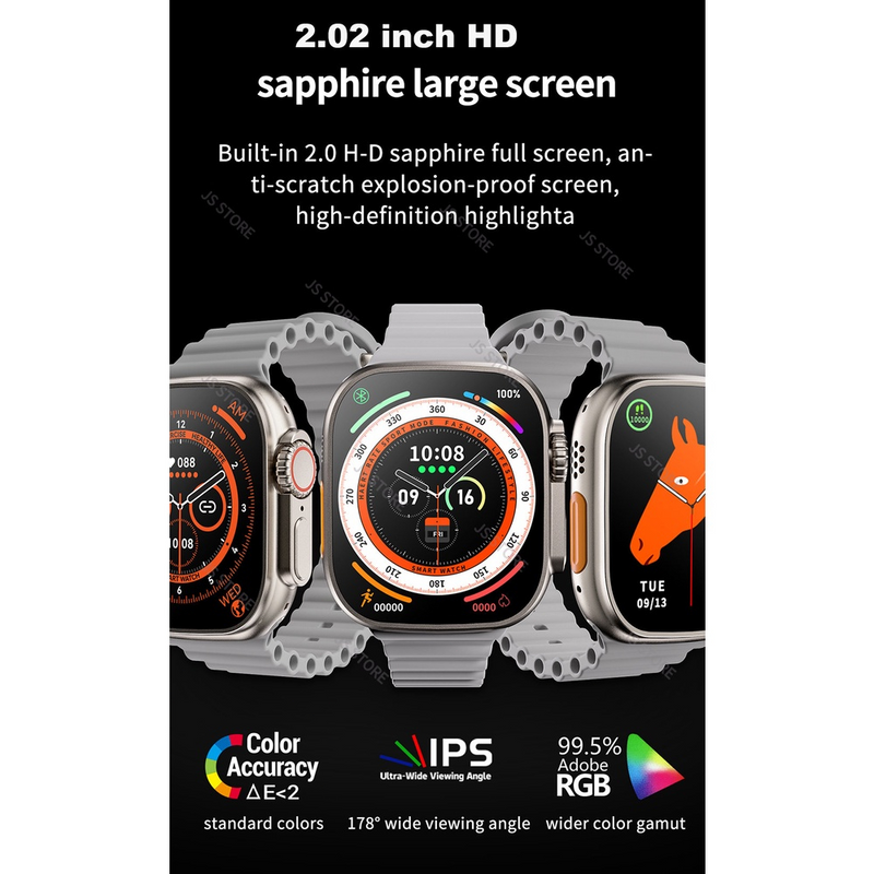 Smartwatch T800 Ultra 2.4 HD – Tela 45mm, Digital, Unissex