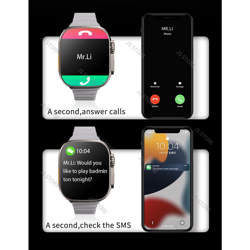 Smartwatch T800 Ultra 2.4 HD – Tela 45mm, Digital, Unissex